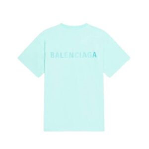 BALENCIAGA MEN'S LOGO T-SHIRT MEDIUM FIT IN GREEN - BAS004