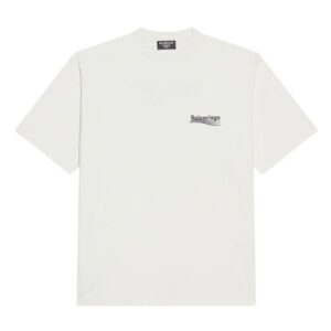 BALENCIAGA MEN'S POLITICAL CAMPAIGN T-SHIRT LARGE FIT IN WHITE - BAS020