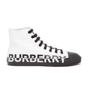BURBERRY LOGO PRINT GABARDINE HIGH-TOP SNEAKERS - BBR029