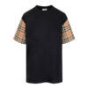 BURBERRY VINTAGE CHECK SLEEVE COTTON OVERSIZED T-SHIRT IN BLACK - BRS011