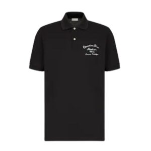 CHRISTIAN DIOR ATELIER' POLO SHIRT BLACK COTTON PIQUÃ‰ - DOT018