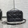 DIOR CARO BOX BAG BLACK QUILTED MACROCANNAGE CALFSKIN - DOB071
