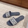 DIOR DWAY SLIDE DEEP BLUE EMBROIDERED COTTON - DS020