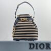 DIOR MEDIUM C EST DIOR BAG NATURAL AND DENIM BLUE MARINIERE RAFFIA - DOB043