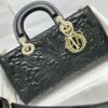 DIOR MEDIUM LADY D-JOY BAG BLACK QUILTED EFFECT LAMBSKIN WITH ORNAMENTAL MOTIF - DOB059