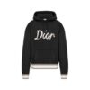 DIOR OVERSIZED HOODED SWEATSHIRT LIGHT BLACK ORGANIC COTTON FLEECE - DOS002