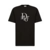 DIOR RELAXED-FIT DIOR BY ERL T-SHIRT BLACK SLUB COTTON JERSEY - DOT022