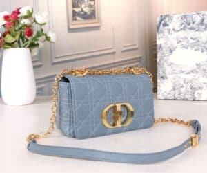 DIOR SMALL DIOR CARO BAG BLUE SUPPLE CANNAGE CALFSKIN - DOB121