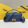 FENDI BAGUETTE BLUE SELLERIA BAG WITH OVERSIZE TOPSTITCHING - F029