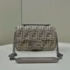 FENDI BAGUETTE CHAIN MIDI DARK GREY FF TAPESTRY FABRIC BAG - F026