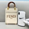 FENDI MINI SUNSHINE SHOPPER WHITE LEATHER MINI BAG - F012
