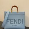 FENDI SUNSHINE MEDIUM LIGHT BLUE LEATHER SHOPPER - F021