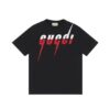 GUCCI BLACK COTTON T-SHIRT WITH GUCCI BLADE PRINT - GGS010