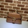 GUCCI GG MARMONT SMALL TOP HANDLE BAG IN BROWN LEATHER - GB52