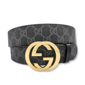 GUCCI MEN'S BLACK GG SUPREME BELT WITH G BUCKLE - GB018