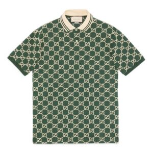 GUCCI NOJUM GG STRECH COTTON POLO IN GREEN - GGS012