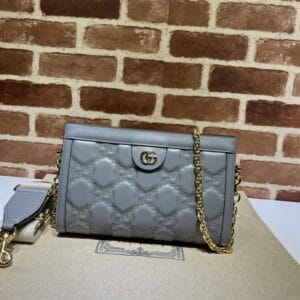 GUCCI SMALL GG QUILTED LEATHER BAG IN PALE GRAY - GB28
