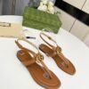GUCCI WOMEN'S DOUBLE G THONG SANDAL BROWN LEATHER - GSL020
