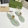 GUCCI WOMEN'S DOUBLE G THONG SANDAL LIGHT GREEN LEATHER - GSL019