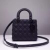 MEDIUM LADY DIOR BAG BLACK ULTRAMATTE CANNAGE CALFSKIN - DOB006