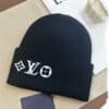 Louis Vuitton Black Logo LV White Hats