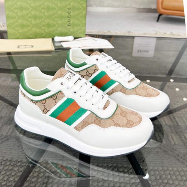 Gucci White Beige Green Sneaker