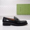 GUCCI LEATHER BLACK GC LOGO LOAFER