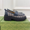 Gucci Jordaan Blue Embroidered Leather Loafer
