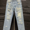 Amiri Ripp Blue White Jean
