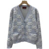 GUCCI Stitch Blue V-neck Knitwear