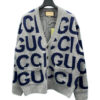 Gucci Grey Wool All-Over Logo Knitwear