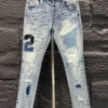 Amiri Men Varsity Ripped Blue Jeans