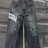 Amiri Men Ripp Blue Patch-Detail Jeans
