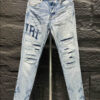 Amiri Ripp Blue White Embroider Jeans