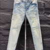Amiri Ripp White Blue Jeans