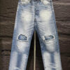 Amiri Ripp Double Knee Blue Jeans