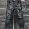 Amiri Men Ripp Blue Black Jeans