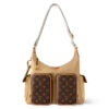 LV Hobo Cargo Bag in Beige Cowhide Leather and Monogram Coated Canvas - LW167