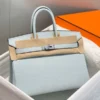 Hermes Birkin 25cm Bag In Blue Brume Clemence Leather PHW - HW003