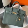 Hermes Birkin 25cm Bag In Vert Amande Clemence Leather GHW - HW008