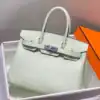 Hermes Birkin 30cm Bag In Blue Brume Clemence Leather GHW