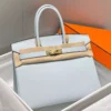 Hermes Birkin 30cm Bag In Blue Brume Clemence Leather GHW - HW017