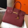 Hermes Birkin 30cm Bag In Bordeaux Clemence Leather GHW - HW032