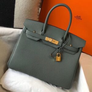 Hermes Birkin 30cm Bag In Vert Amande Clemence Leather GHW - HW021