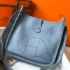 Hermes Evelyne III 29 PM Bag In Blue Lin Clemence Leather - HW060