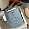 Hermes Evelyne III TPM Bag In Blue Lin Clemence Leather - HW049