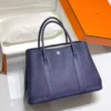 Hermes Garden Party 30 Bag In Blue Saphir Taurillon Leather - HW071