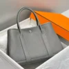Hermes Garden Party 30 Bag In Gris Meyer Taurillon Leather - HW072