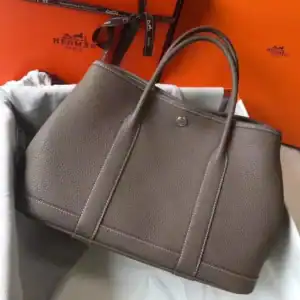 Hermes Garden Party 30 Bag In Taupe Taurillon Leather - HW077