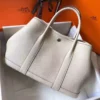 Hermes Garden Party 30 Bag In White Taurillon Leather - HW075